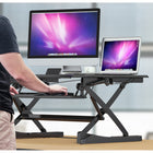 ShoppingAll 35"W Height Adjustable Sit to Stand Desk Converter Workstation - Black-Rise from sit-to-stand throughout the day to relieve tension, stress and pain
