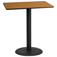 Flash Furniture 30'' x 42'' Rectangular Laminate Table Top, Natural with 24'' Round Bar-Height Table Base (XUNT3042TR24B)-Bar Height Hospitality Table