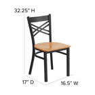 Flash Furniture HERCULES Series Black "X" Back Metal Restaurant Chair - Natural Wood Seat-18 Gauge Steel Frame