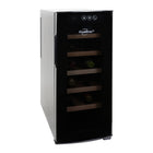 Koolatron Deluxe 12 Bottle Wine Cooler, Beech Wood Racks, 1 cu. ft. (28L), Freestanding - Black-Holds 12 standard Bordeaux bottles