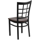 Flash Furniture HERCULES Series Black Window Back Metal Restaurant Chair - Walnut Wood Seat - 2 Pack-.625" Thick Plywood Seat