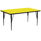 Flash Furniture 30''W x 72''L Rectangle Activity Table with 1.25'' High Pressure Top and Adjustable Pre-School Legs, Yellow-Yellow Laminate