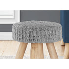Monarch Specialties 9013 Ottoman - Grey Knit/Natural Wood Legs-Sturdy, slanted solid wood legs with a cylindrical shape and footrests in a natural color offer stability and support