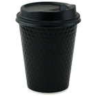 Tannex Double Wall Paper Hot Cups and Lids Combo - 10oz - Black Diamond - 100 Pack-Serve your hot and cold beverages with confidence