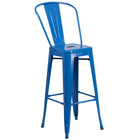 Flash Furniture 30" High Blue Metal Indoor-Outdoor Barstool with Back-500 lb. Weight Capacity