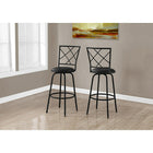 Monarch Specialties 2375 Barstool - Swivel/Black /Black Leather-Look Seat - 2 Pack-Comfortably padded, black leather-look