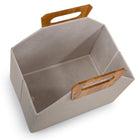 Truu Design Foldable Storage Bin with Bamboo Handle - 13" x 13.4" - Beige-Comes with two bamboo handles for effortless transportation and collapsible Feature allows for easy storage solution when not in use