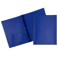JAM Paper Plastic POP 2-Pocket Clasp School Folders with Prong Clip Fasteners, Deep Blue, 12 Pack-Size: 9" x 12"