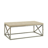 Monarch Specialties 3208 Coffee Table - Natural With Chrome Metal-Natural reclaimed wood-look top, this cocktail table gives an exceptional look to any room