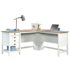 Sauder 65"W Cottage Road L-Desk - Soft White- Two drawers feature full extension slides for items like, pens, paper, or a stapler