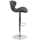 Flash Furniture Contemporary Charcoal Fabric Adjustable Height Barstool with Curved Back & Chrome Base-Charcoal Fabric Upholstery