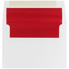 JAM Paper A7 Foil Lined Envelopes, 5.25 x 7.25, White with Red Lining, 250 Pack (83065H)-White with red foil lined envelope