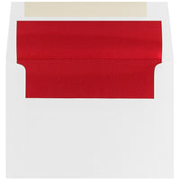 JAM Paper A7 Foil Lined Envelopes, 5.25 x 7.25, White with Red Lining, 250 Pack (83065H)-White with red foil lined envelope