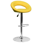 Flash Furniture Contemporary Vinyl Rounded Orbit-Style Back Adjustable Height Barstool with Chrome Base - Yellow-Round-Orbit Style Low Back