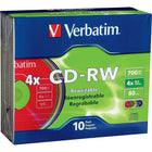 Verbatim 700MB 2X-4X DataLifePlus CD-RW with Colour Surface and Matching Case, Assorted, 10 Pack-2X-4X speed rewrite compatibility, ideal for drag and drop recording using packet writing software such as DirectCD