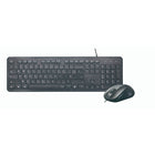 Basic Tech Wired Keyboard and Mouse - French Keyboard Layout - Black-Low profile membrane-backed keypad is designed to limit typing noise