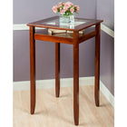 Winsome Halo Pub Table with Glass Top, Walnut Finish, (94127)-Top (Square) Dimensions: 25.59"W x 25.59"D x 42.13"D