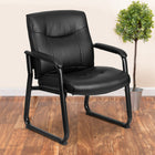 Flash Furniture HERCULES Series Big & Tall 500 lb. Rated Black Leather Executive Side Reception Chair with Sled Base-Waterfall Seat Reduces Leg Strain
