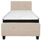 Flash Furniture Tribeca Twin Size Tufted Upholstered Platform Bed in Beige Fabric with Memory Foam Mattress-Twin Platform Bed and Mattress Set