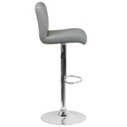 Flash Furniture Contemporary Vinyl Adjustable Height Barstools with Rolled Seat & Chrome Base - Grey - 2 Pack-Grey Vinyl Upholstery