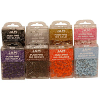 JAM Paper Push Pins, Assorted Pushpins, 9 boxes of 100, 900 Pack (222419057)-Assorted