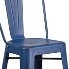 Flash Furniture Commercial Grade 30" High Distressed Antique Metal Indoor-Outdoor Barstool with Back - Blue-Footrest