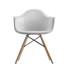 Nicer Furniture Eiffel Style Armchair with Natural Wood Legs - White - 4 Pack-Straight wooden dowel legs with floor protectors for hardwood floor