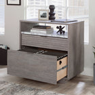 Sauder East Rock Lateral File - Ashen Oak-Interlocking safety mechanism allows only one drawer open at a time