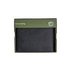 Champs Hunter Leather RFID Blocking Centre-Wing Wallet in Gift Box -  Black-3 slot pockets