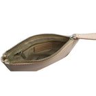 ASHLIN DESIGNER, BROOKE, Medium Leather Pouch, Natural Milled Cowhide, Rose Gold-Two interior zippered pockets