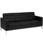 Flash Furniture HERCULES Lacey Series Contemporary Black LeatherSoft Sofa with Stainless Steel Frame-Contemporary Style