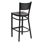 Flash Furniture HERCULES Series Black Grid Back Metal Restaurant Barstool - Mahogany Wood Seat-Mahogany Finished Wood Seat