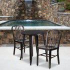 24'' Round Black-Antique Gold Metal Indoor-Outdoor Table Set with 2 Vertical Slat Back Chairs [CH-51080TH-2-18VRT-BQ-GG]-24"W x 24"D x 29"H