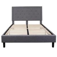 Flash Furniture Roxbury Queen Size Tufted Upholstered Platform Bed - Light Grey Fabric-Platform Bed