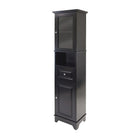 Winsome Alps Tall Cabinet with Glass Door and Drawer, Black-Alps Cabinet is a perfect additional to your kitchen or dining room.  Plenty of storage space with top section feature glass door opens one adjustable shelf to show your china.