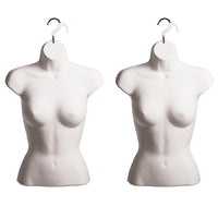 Eddie's Female Hanging Shirt Forms - PVC - White - 2 Pack (155729-2)-Female Hanging Shirt Forms