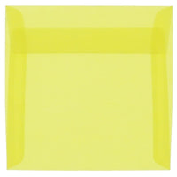 JAM Paper 5.5 x 5.5 Square Envelopes, Yellow Translucent Vellum, 250 Pack (PACV506H)-Primary yellow translucent envelope
