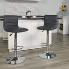 Flash Furniture Contemporary Grey Vinyl Adjustable Height Barstool with Horizontal Stitch Back & Chrome Base - 2 Pack-Seat Adjusts from Counter to Bar Height