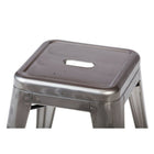 Nicer Furniture Tolix Style Backless Metal Industrial Stack 18" Stool - Gunmetal-X-brace support under the seat for stability and durability