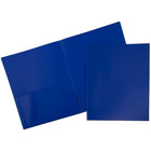 JAM Paper Plastic 2 Pocket School POP Folders, Blue, 96 Pack-Deep blue