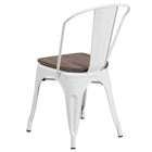 Flash Furniture Metal Stackable Chair with Wood Seat - White-Curved Back with Vertical Slat