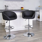 Flash Furniture Contemporary Black Vinyl Adjustable Height Barstool with Barrel Back & Chrome Base-Height Adjustable Seat with Gas Lift