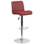 Flash Furniture Contemporary Burgundy Vinyl Adjustable Height Barstool with Rolled Seat & Chrome Base-Mid-Back Design