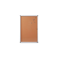 Enclosed Bulletin Board, Cork, 24" x 36", Natural/AM Frame-Enclosed bulletin board lets you clearly display information tacked to the natural cork and protect it with a polystyrene cover on the locking swing door