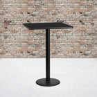 Flash Furniture 24'' Square Laminate Table Top, Black with 18'' Round Bar-Height Table Base (XUBK2424TR18B)-Top Size: 24"W x 24"D