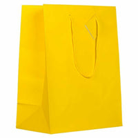 JAM Paper Gift Bags with Rope Handles - Large - 10" x 13" x 5" - Yellow Matte - 3 Pack-Color: Yellow Matte