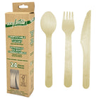 Table Accents Compostable Wooden Assorted Cutlery - 24 Pack-Wooden Cutlery is a sustainable alternative to traditional disposable plastic utensils