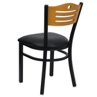 Flash Furniture HERCULES Series Black Slat Back Metal Restaurant Chair - Natural Wood Back, Black Vinyl Seat-Black Vinyl Upholstered Seat