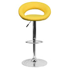 Flash Furniture Contemporary Vinyl Rounded Orbit-Style Back Adjustable Height Barstool with Chrome Base - Yellow-Contemporary Style Stool