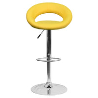 Flash Furniture Contemporary Vinyl Rounded Orbit-Style Back Adjustable Height Barstool with Chrome Base - Yellow-Contemporary Style Stool